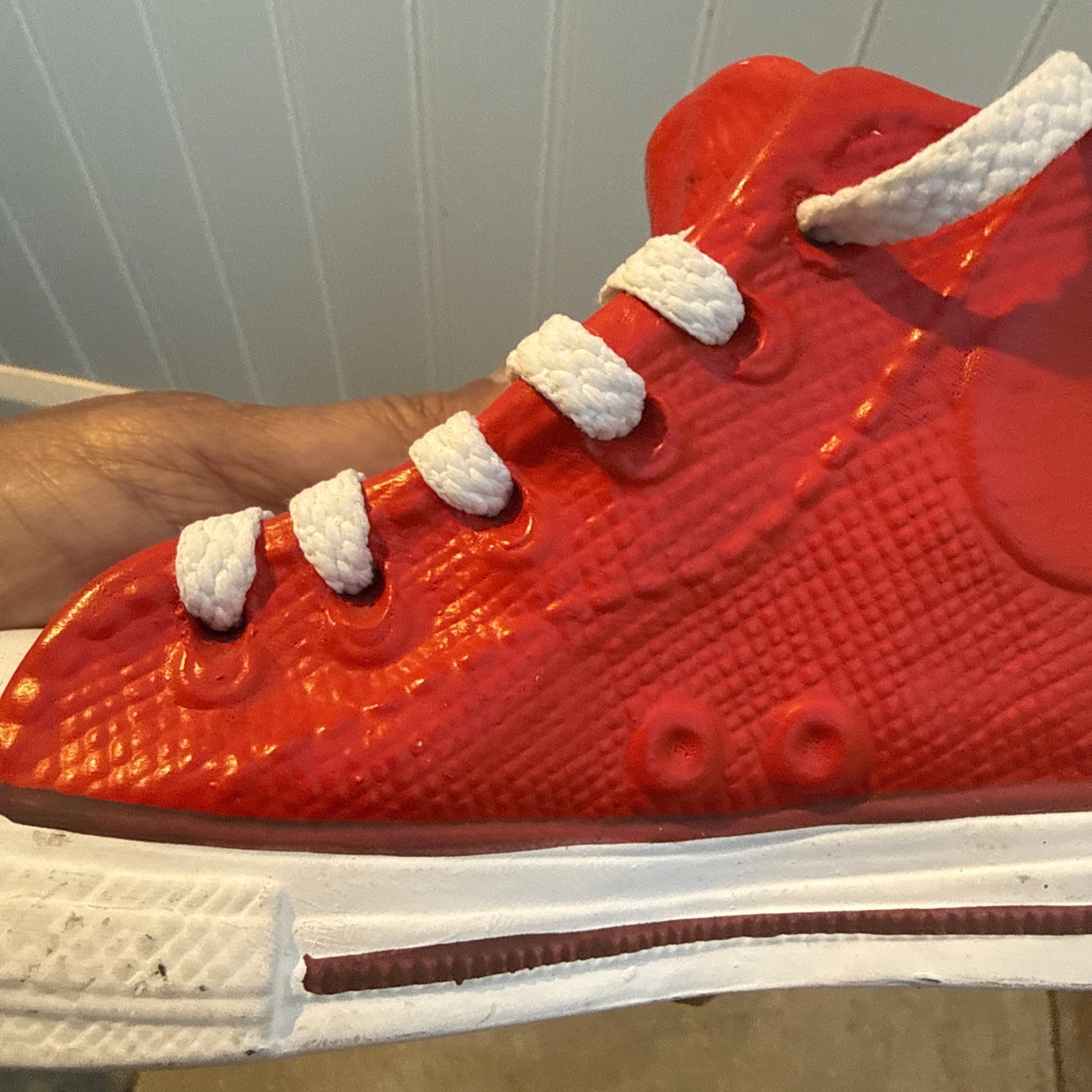 Vintage Red And White Converse Planter
