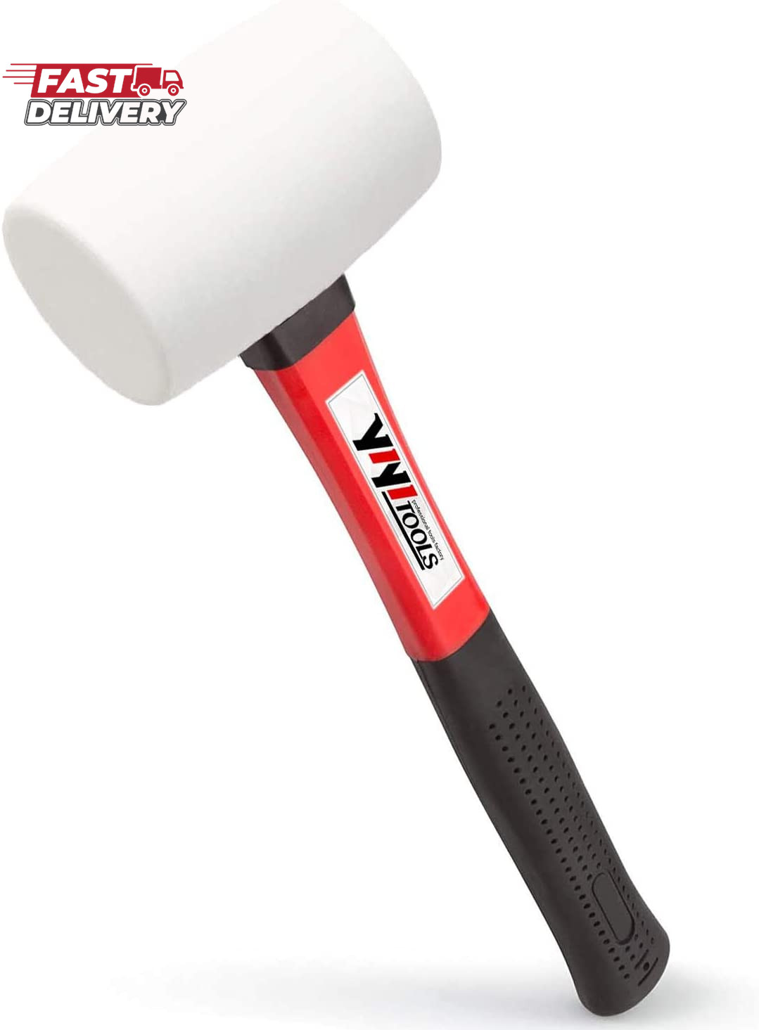 YIYITOOLS Rubber Hammer, 16Oz Rubber Mallet with Fiberglass Handle,White