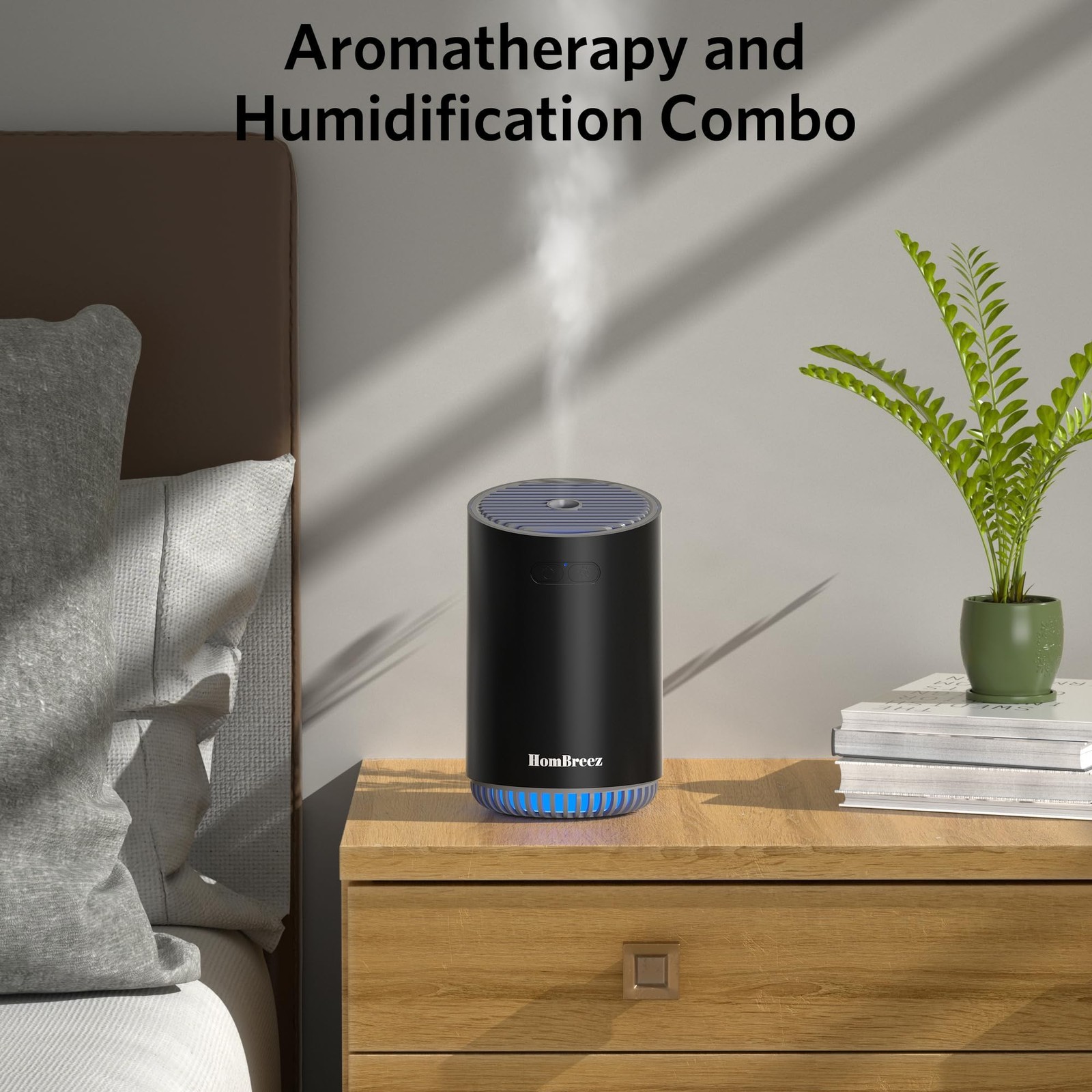 HomBreez Portable Aromatherapy Diffuser 280ml, Rechargeable Small, Black