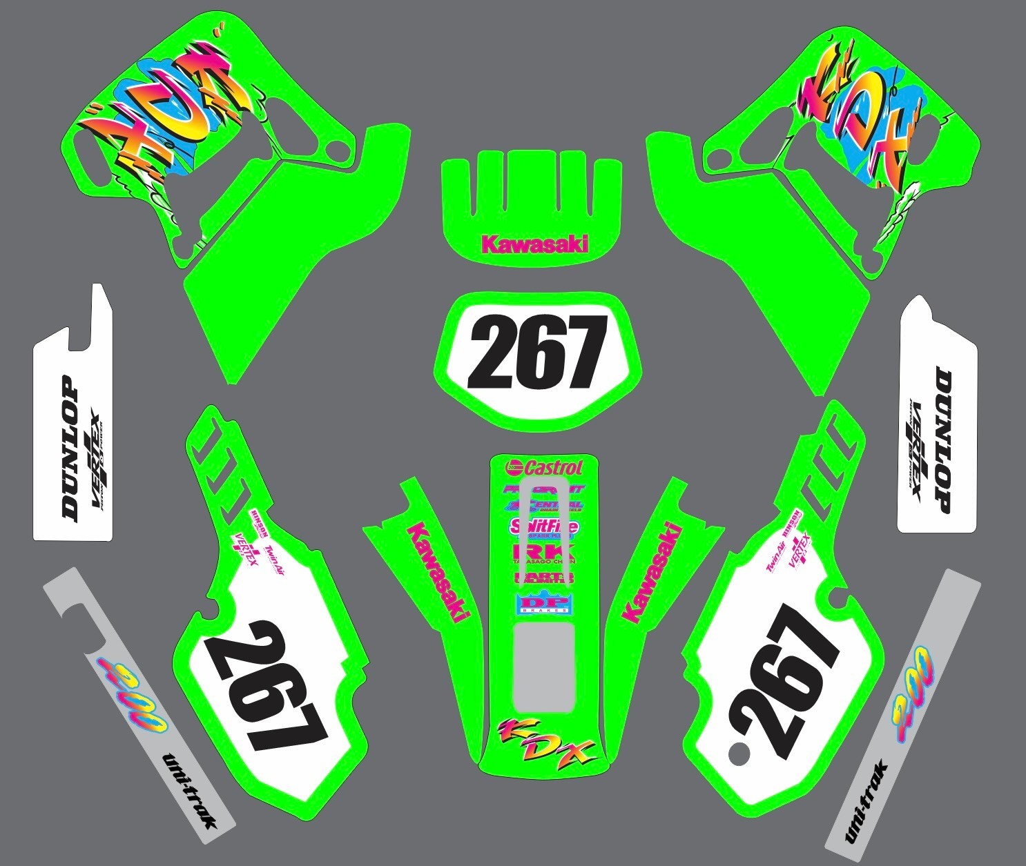 Graphic Kit for 1989-1994 Kawasaki KDX200 KDX 200 Decals sticker