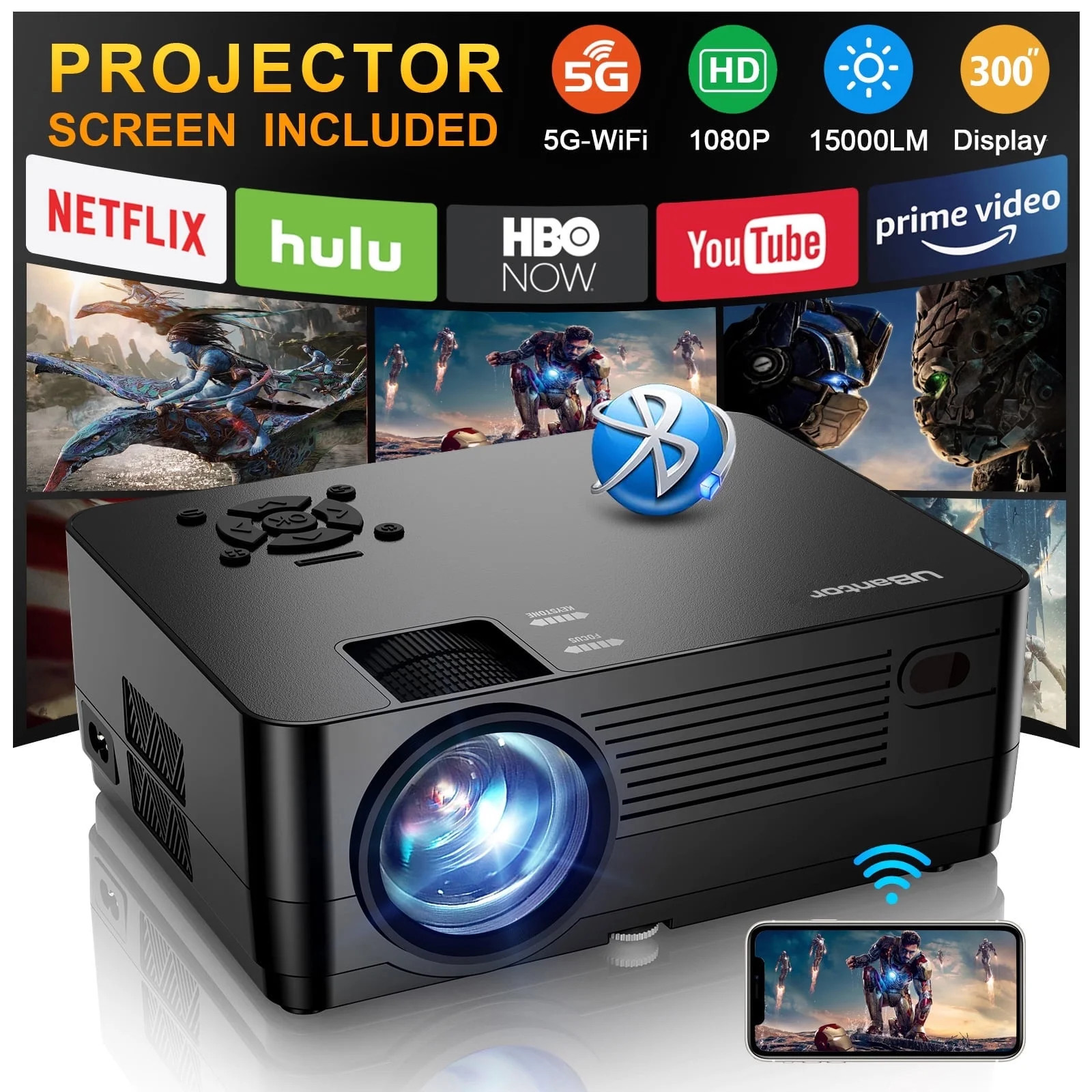 UBantor 150" Class FHD (1080p) LCD Projector (Q6)