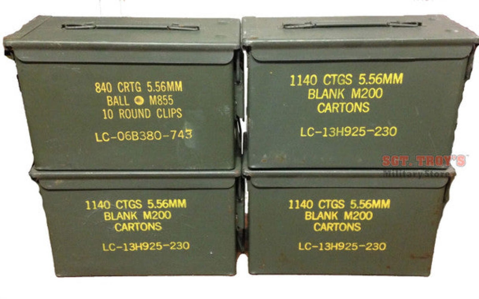4 PACK Original .50 CALIBER 5.56mm AMMO CAN M2A1 50CAL METAL AMMO CAN BOX VGC