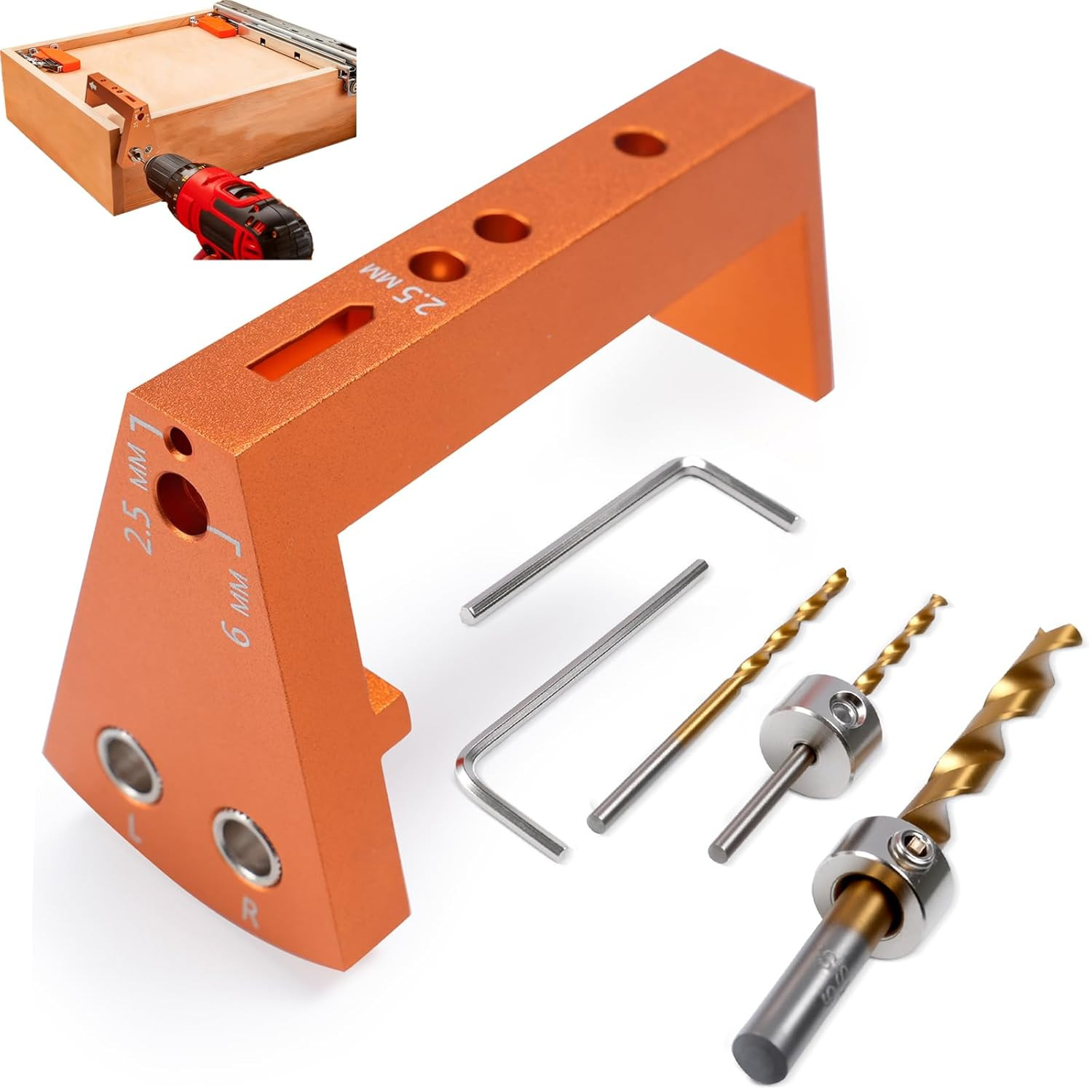 Undermount Drawer Slide Drilling Guide Kit Compatible with Blum Tandem, Drawer S