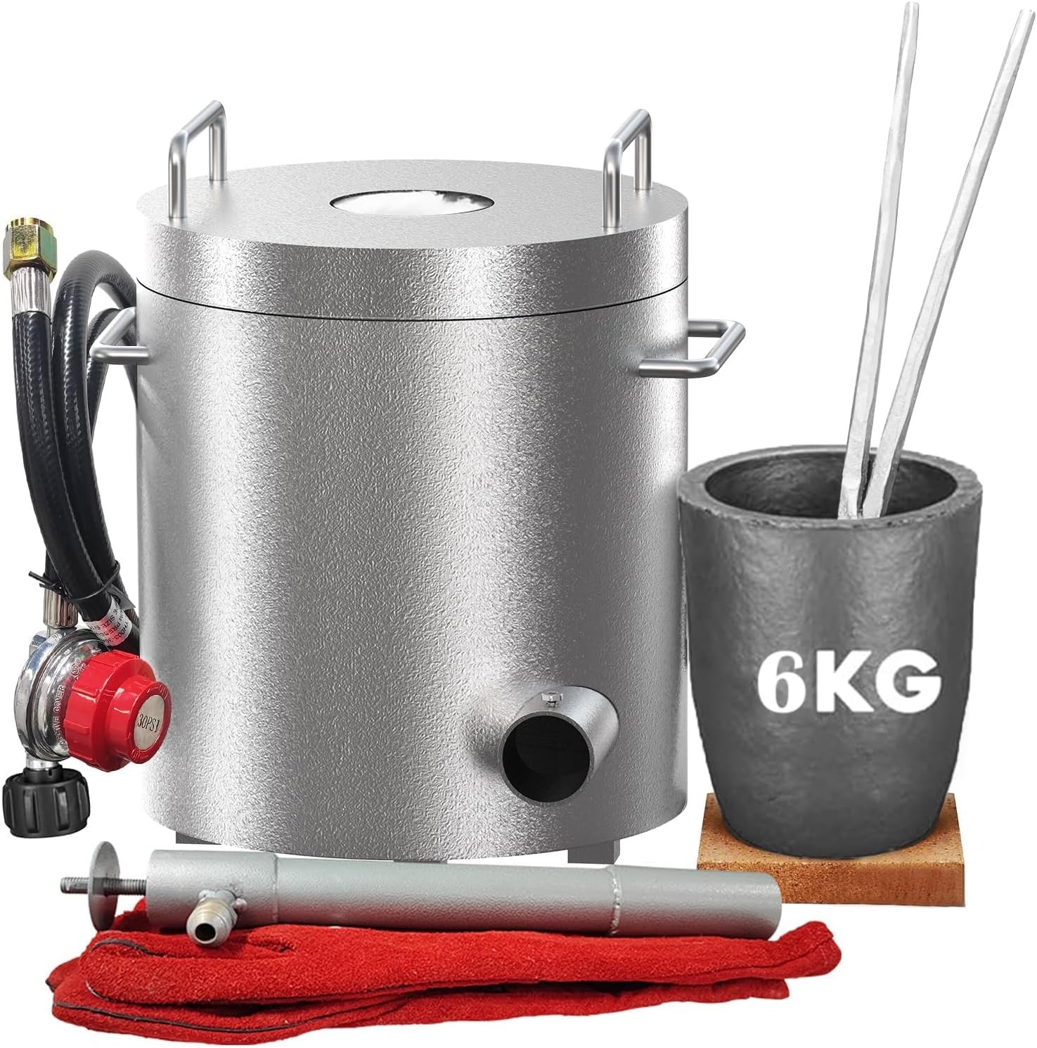 6KG Propan Melting Furnaces Kit w/ Crucible & Tongs Scrap Metal Forges 2700℉ US