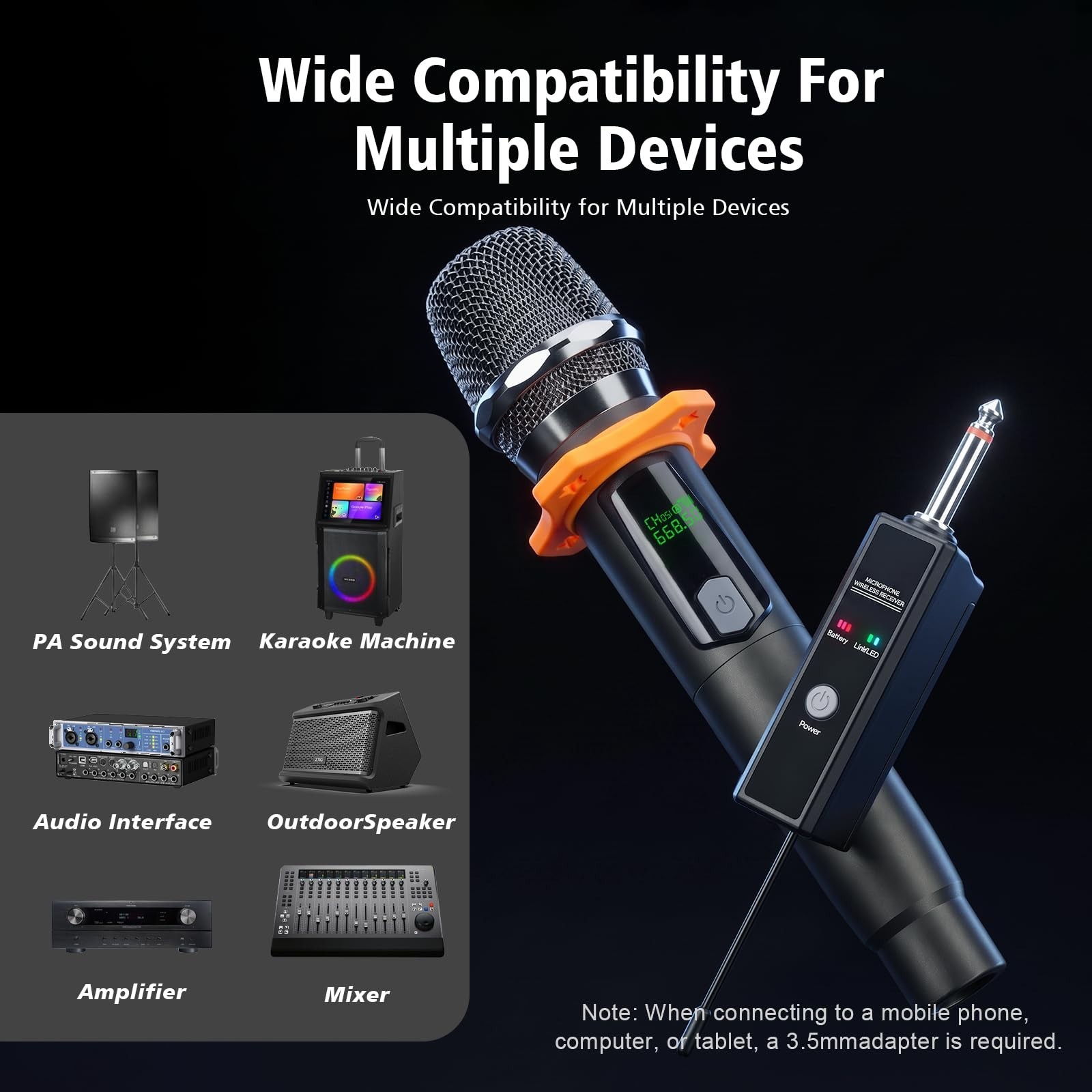Rechargeable Wireless Handheld Microphone | 160Ft Range, Stable Connection for K