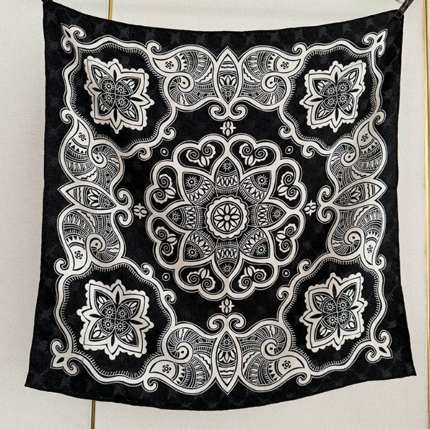 70% Cashmere 30% Silk jacquard Shawl 26'' Scarf Bandana  love Print  Double Face