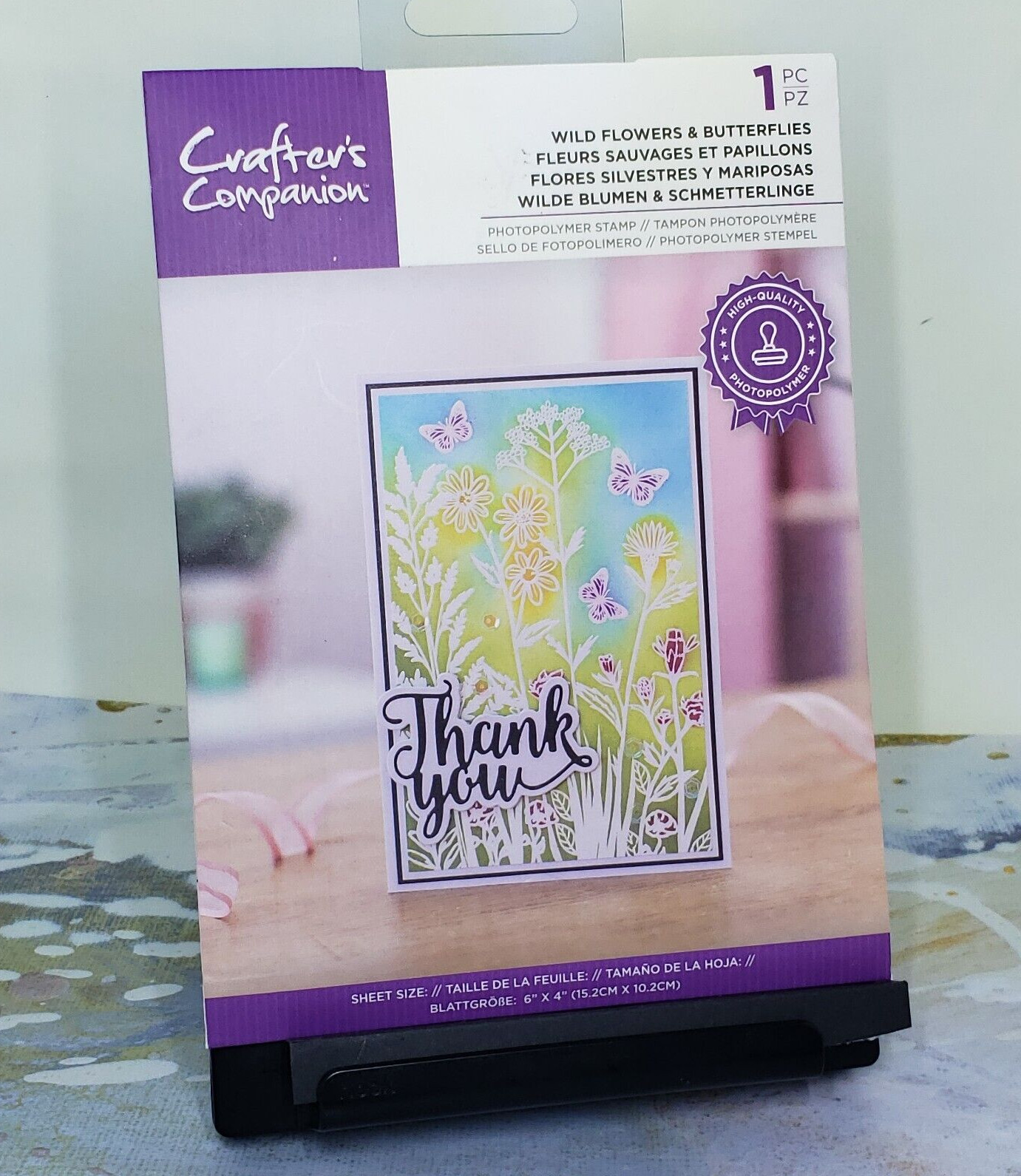 Crafters Campanion WILDFLOWERS & BUTTERFLIES Resist Silhouette Stamp Photopolyme