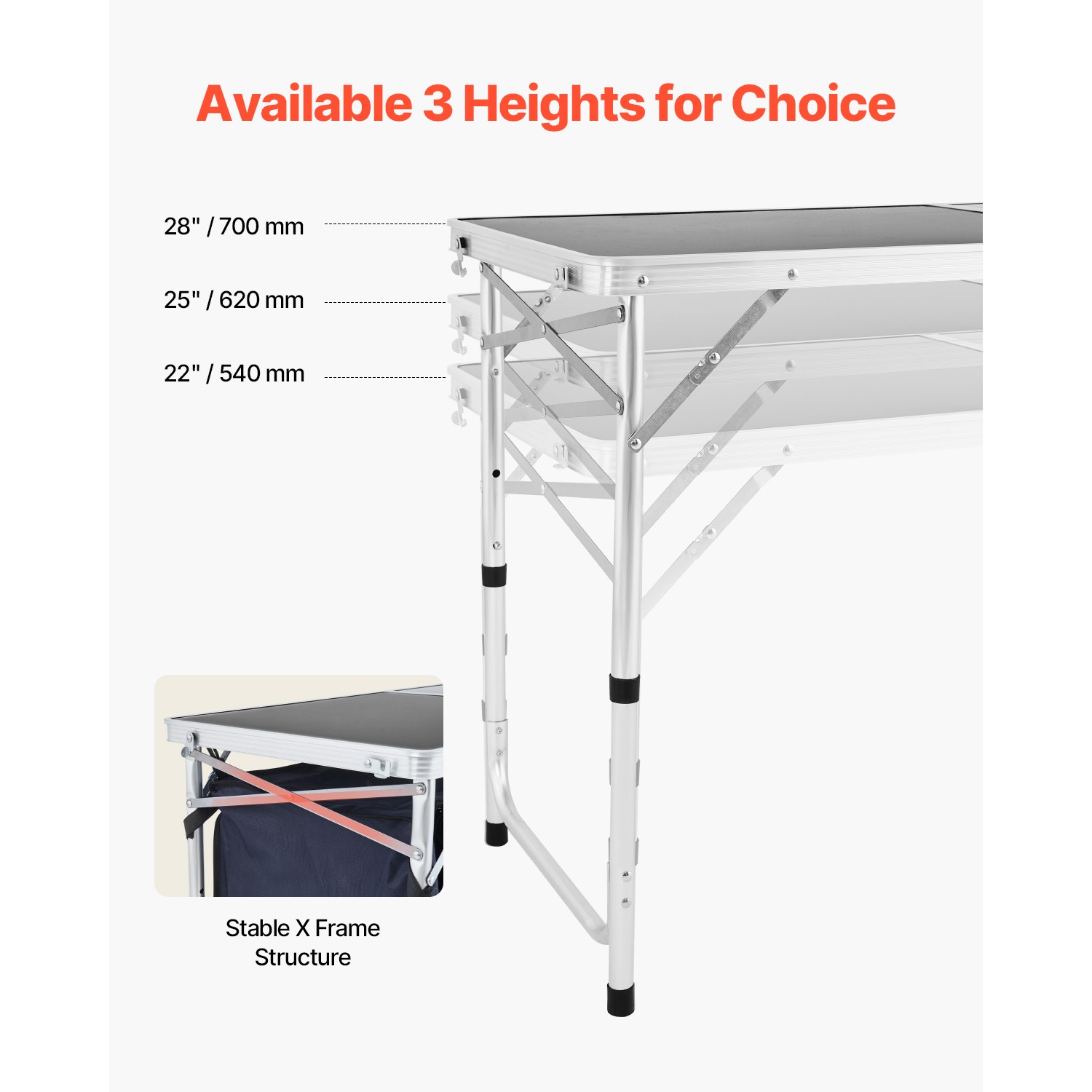 Portable Table Folding Kitchen Table Aluminum Table for Outdoor Camping Picnic
