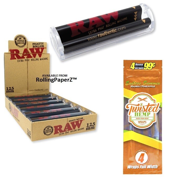 RAW Rolling Papers PHATTY Cigar Roller + FREE PACK TWISTED MANGO PINEAPPLE WRAPS