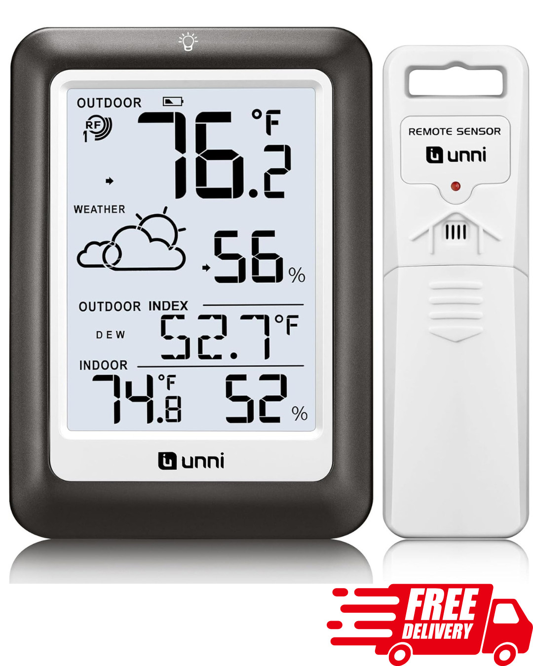Wireless Indoor Outdoor Thermometer Weather Station Temp Humidity Monitor Unit