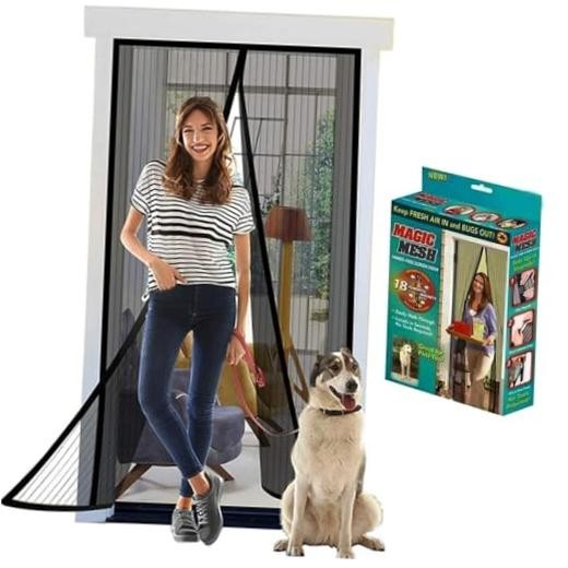 Iduontis Magnetic Screen Door - Fit Door 36" Wide x 82" High Polyester-Black