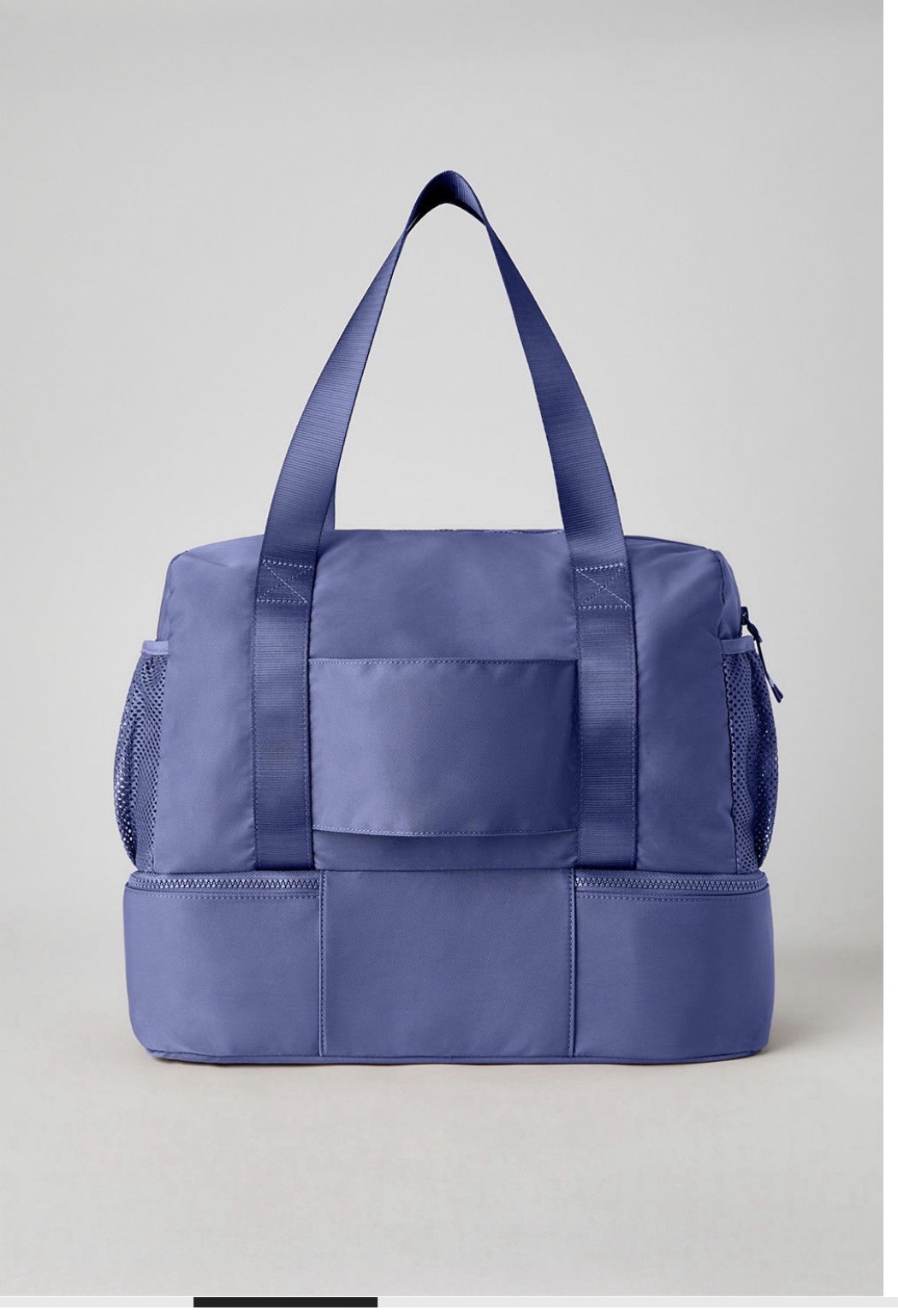Fabletics Medium Blue Gym Bag w/ Shoe Compartment, Mesh Pockets, Zip Closure