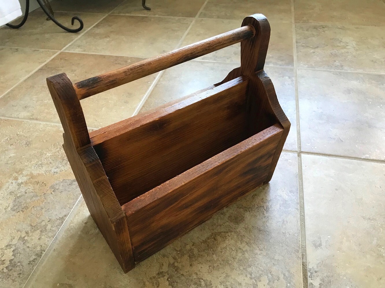Rustic Vintage Wooden Desk Organizer Tabletop Hand Crafted with Handle, 2 Sides