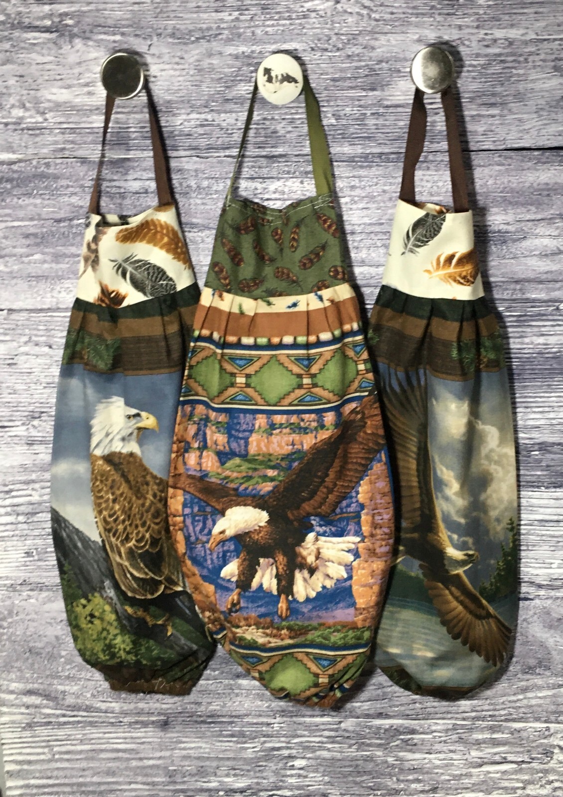 Plastic Grocery Bag Rag Sock Holder Eagle Sitting Soaring or Landing Canyon Lake