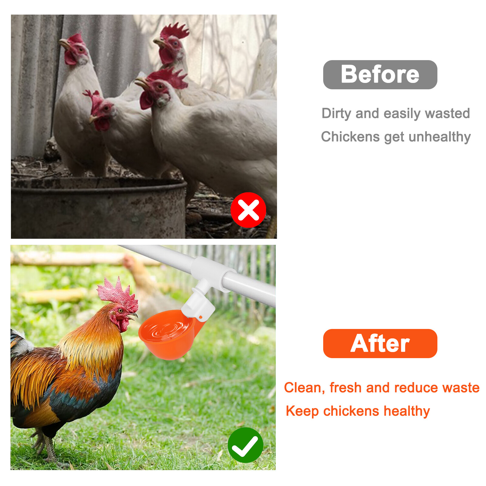 5 PCS Automatic Water Cups Poultry Drinker Waterer Chicken Ducks Quail Drinking