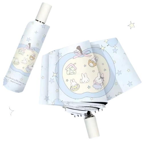 New Miffy Boris Blue Folding Umbrella Sun Rain UV Water Repellent Long Mascot