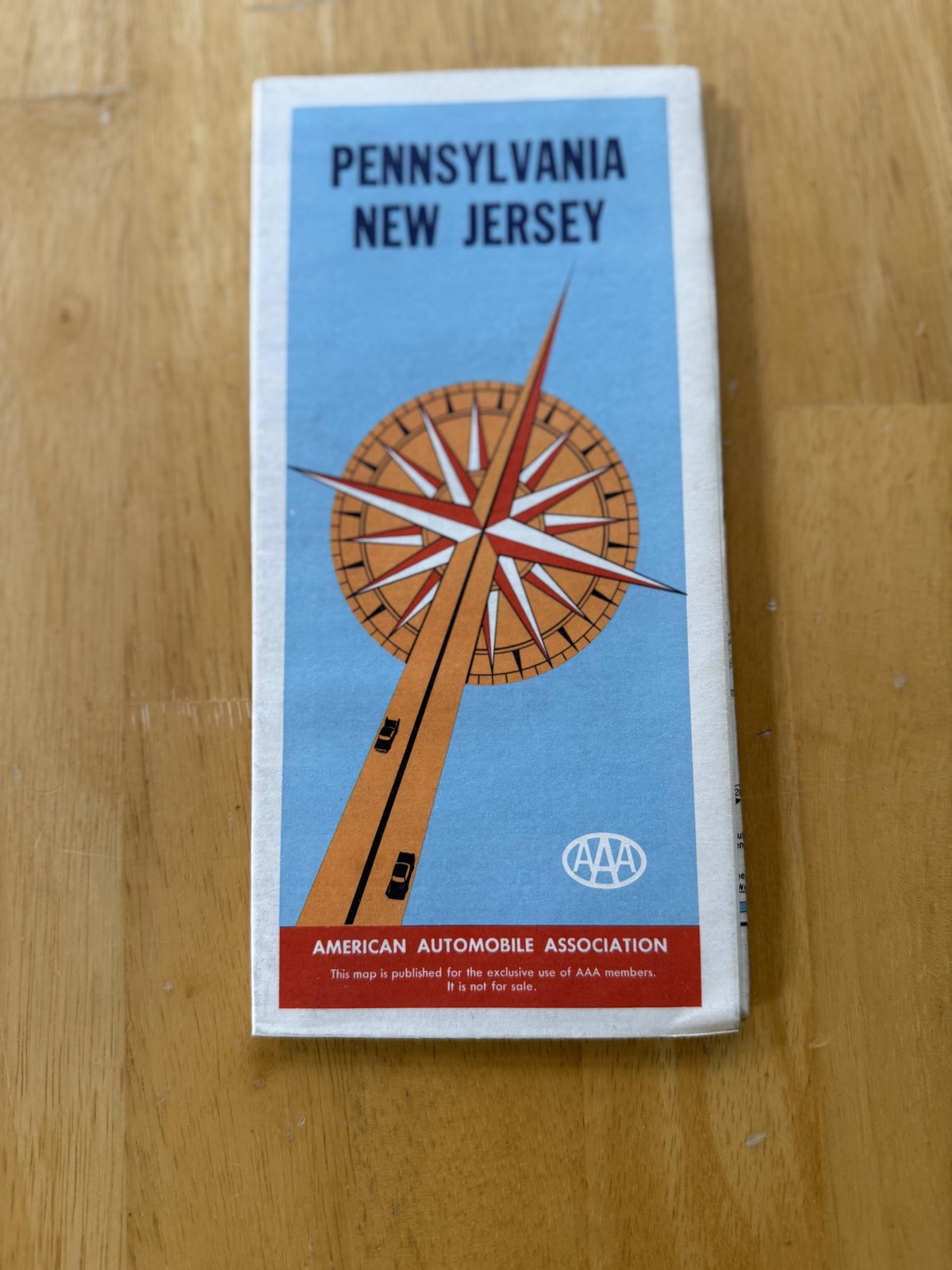 Vintage 1958 AAA Pennsylvania New Jersey Road Map Travel Folded Brochure USA