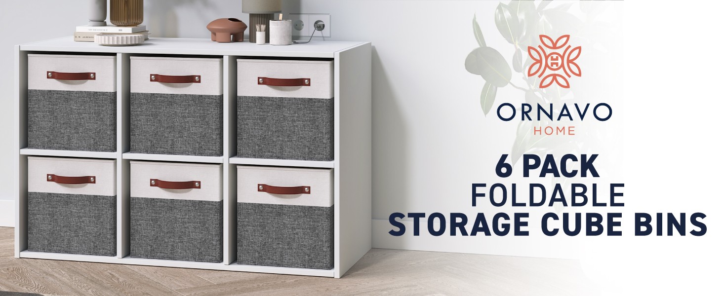 13 x 13 Storage Cube Bins, Foldable Collapsible Fabric Storage Bins Box Linen
