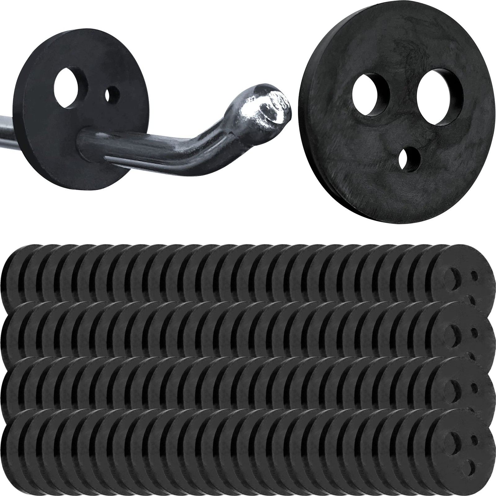 100 PCS Peg Hook Stoppers 1/4 Inch Slatwall Black 3Hole Rubber Control Clips