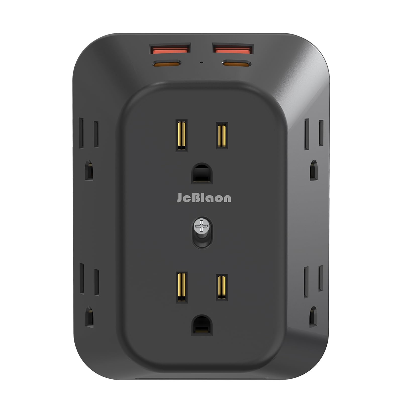 USB Wall Charger Electrical Outlet Extender, Surge 1-Pack, Black-1Pack