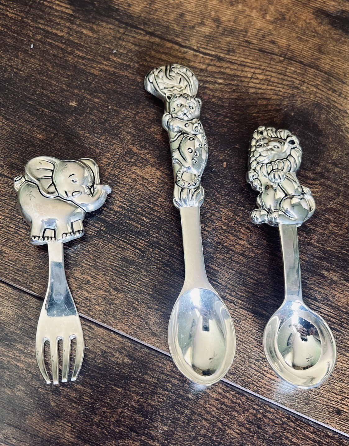 Godinger Silver Art Co  3 Piece Set of Animal Themed Childs Flatware
