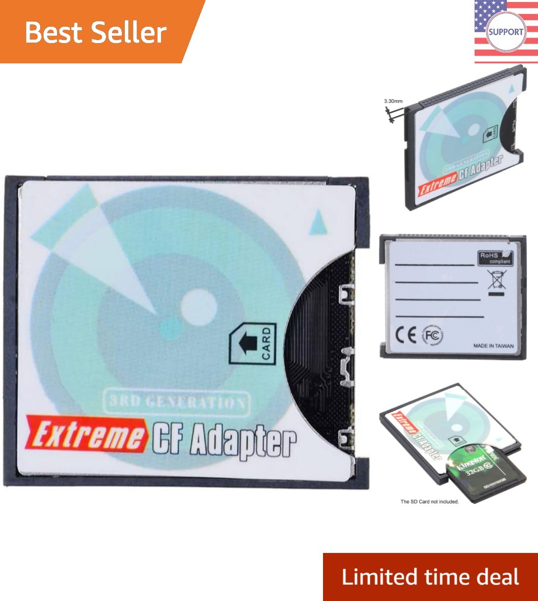 Compact Flash Type I Adapter for SD/SDHC/SDXC Cards - Lightweight & Efficient