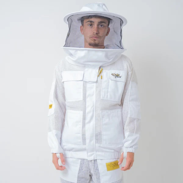 OZ ARMOUR 3 Layer Mesh Ventilated Beekeeping Jacket With Round Hat Veil