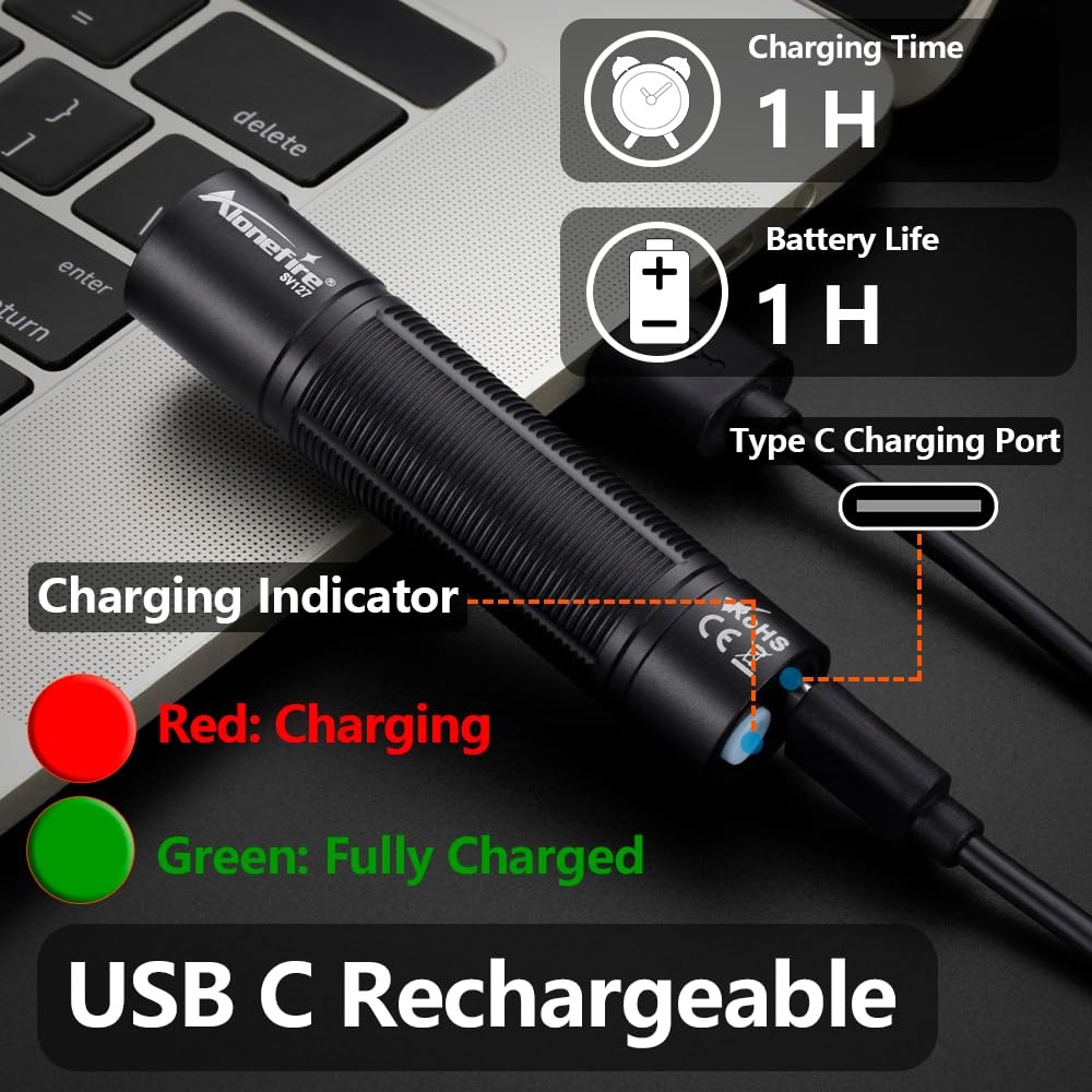 395nm UV Flashlight Mini Blacklight USB C Rechargeable Rechargeable