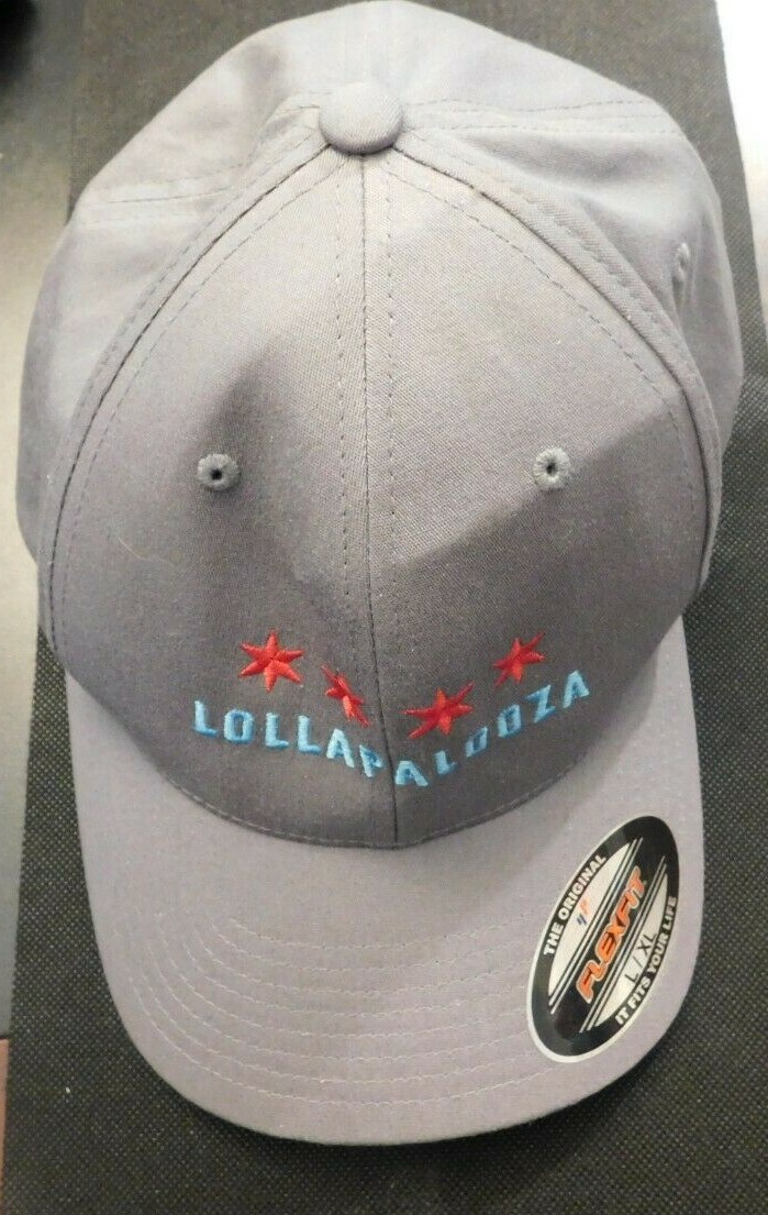 FLEX-FIT LOLLAPALOOZA RED STAR GRAY CAP! e926UXX