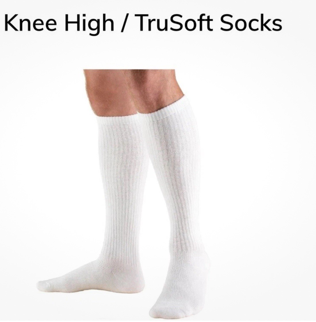 Medical 8-15mmHg Truform Leg Health TruSoft Diabetic Socks 1913 White Knee Hi S