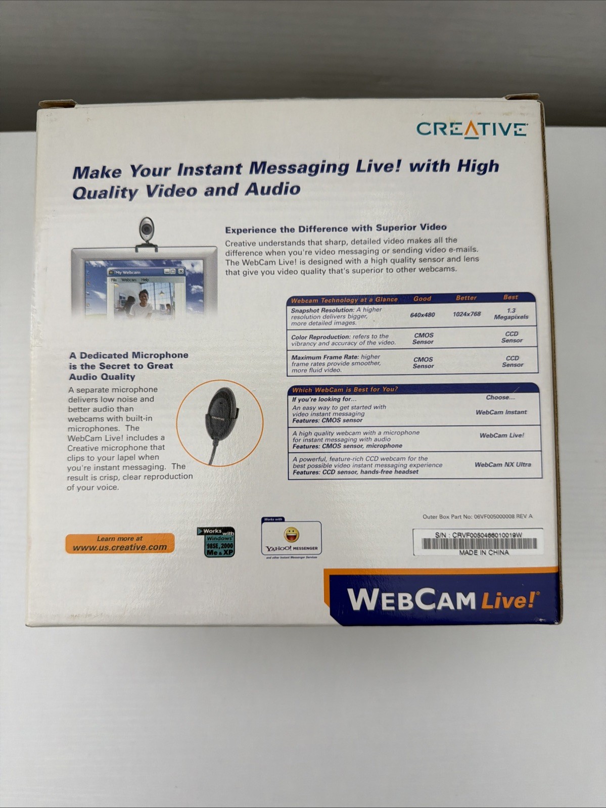 Creative Live! WebCam for Windows XP & Me