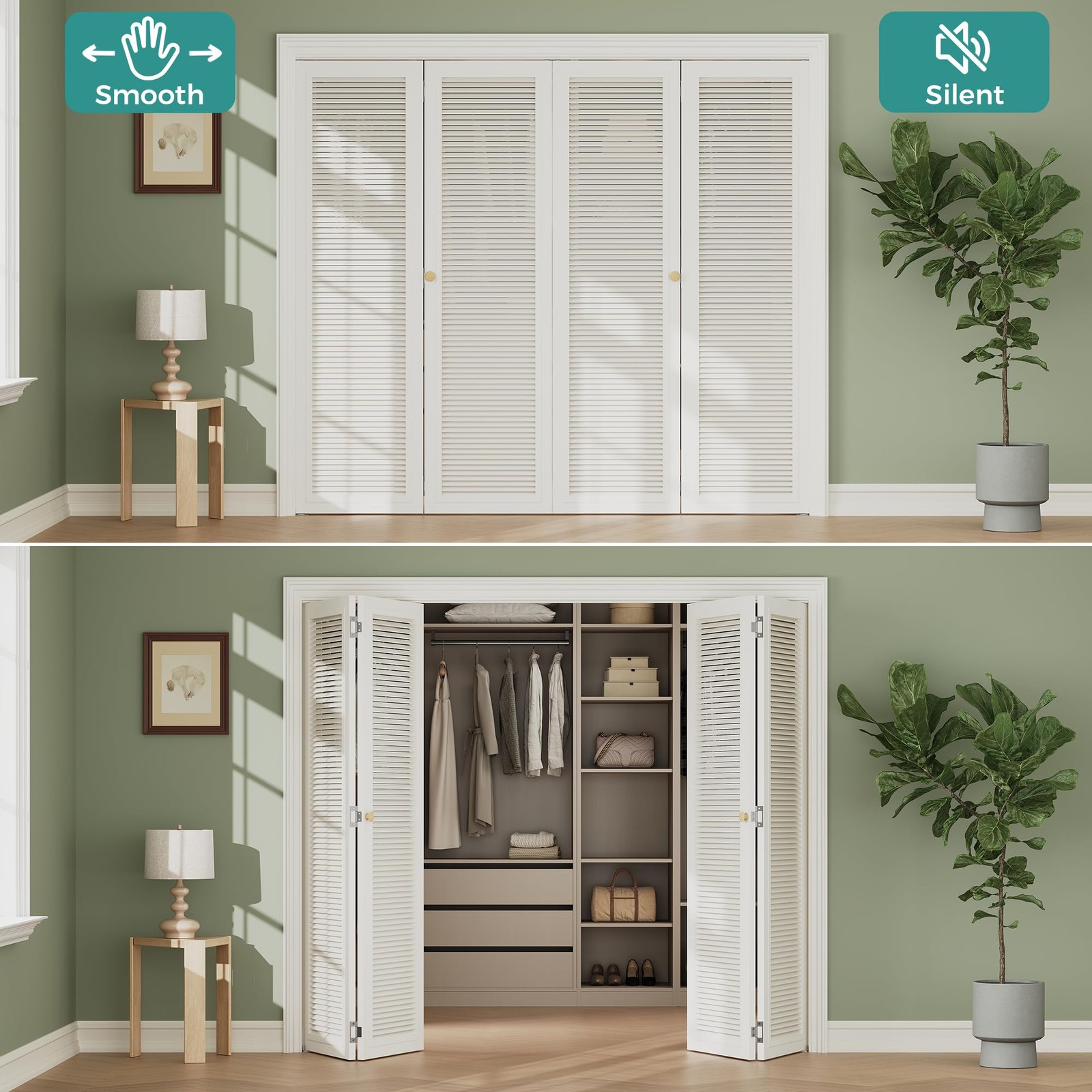Closet Bifold Door Hardware Kit, Folding Only, White