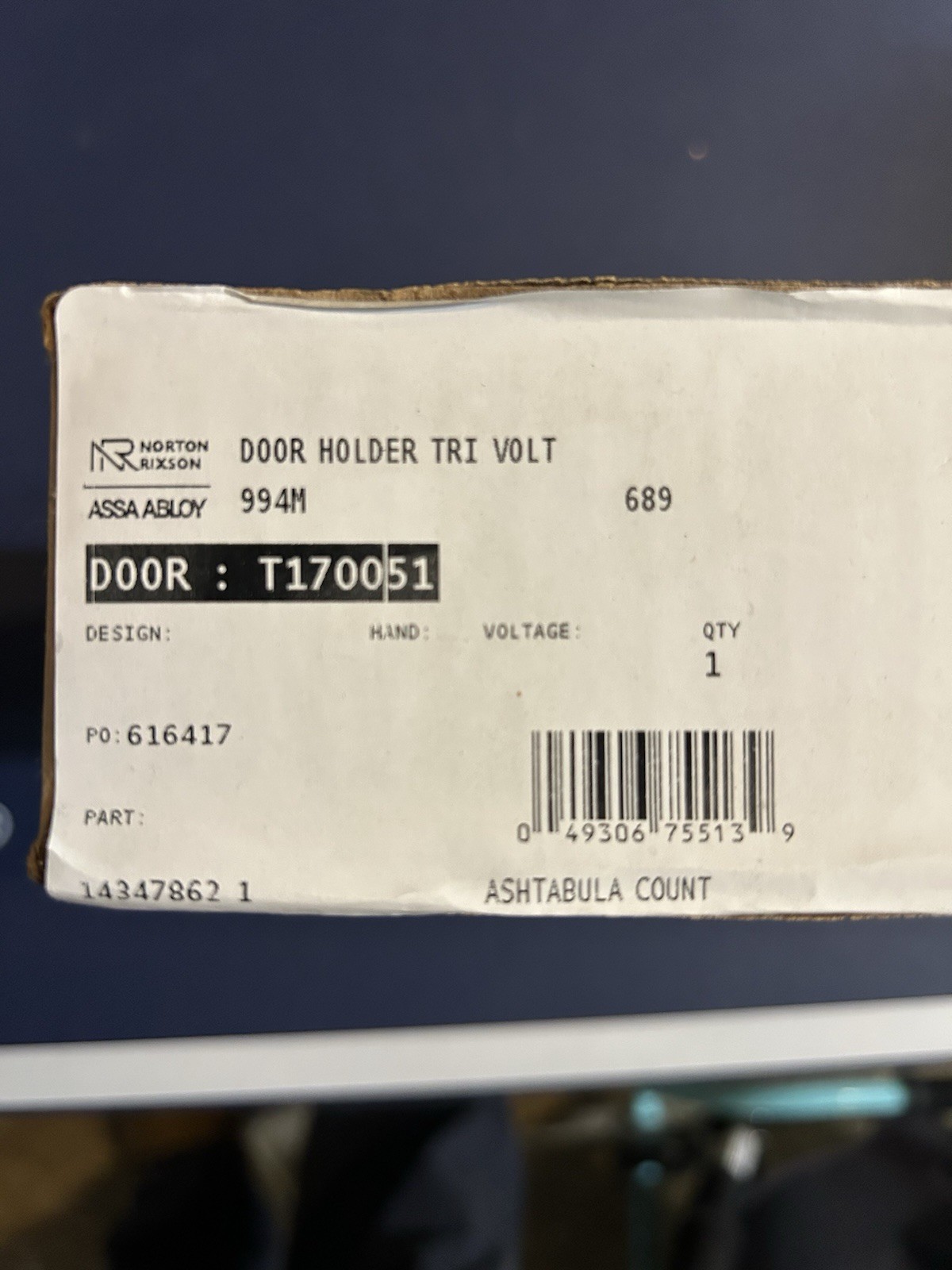 Assa Abloy Door Holder Tri Volt 994M
