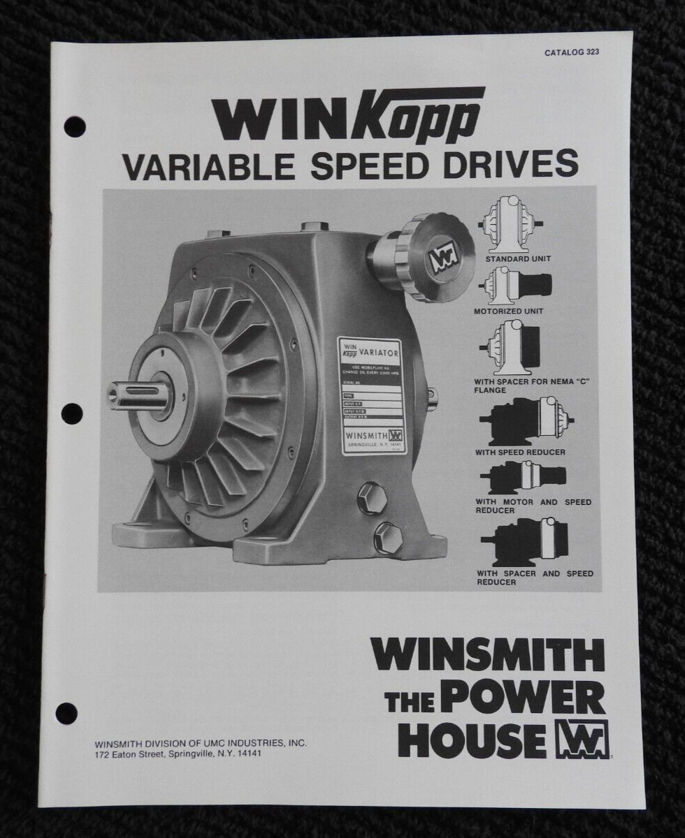 1972 Winsmith Division of UMC Industries WinKopp Motors Catalog Springville NY