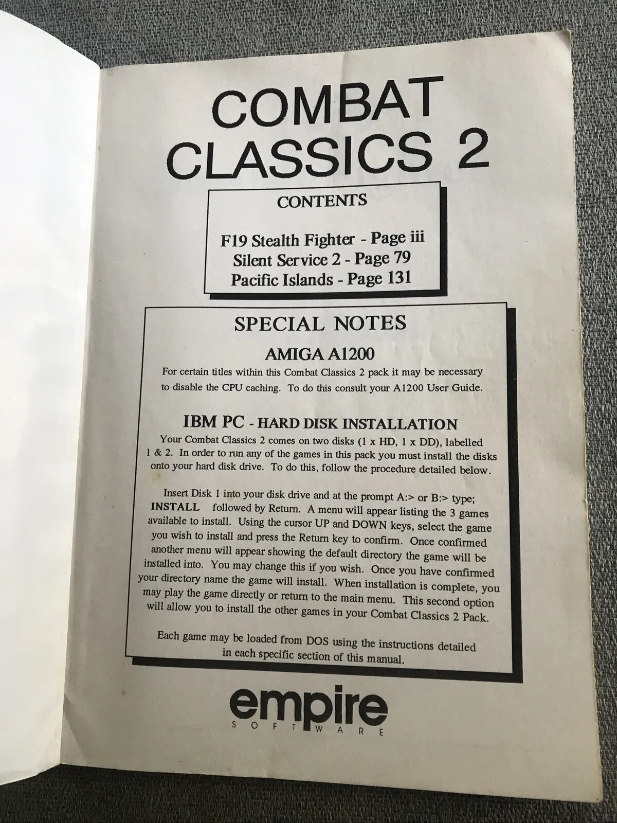 Combat 2 Classics Video Game Manual Atari Vintage
