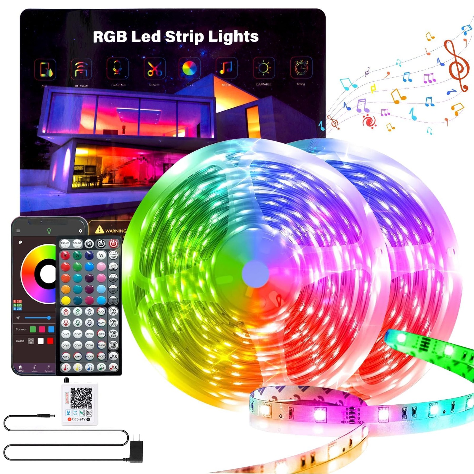 Led Lights for Bedroom 200FT (2 * 100FT), Color Changing RGB Led Strip Lights...