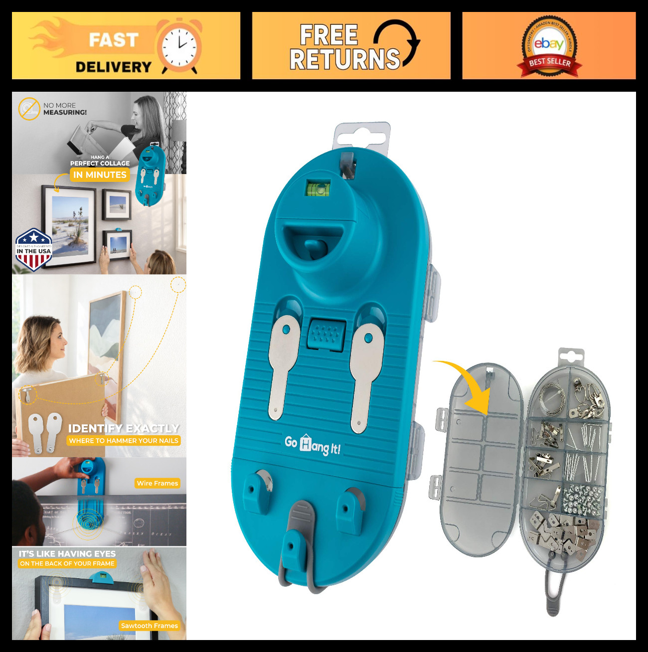 All-in-One Picture Hanging Kit with Level Tool - 85-Piece Wall Hanging Essential