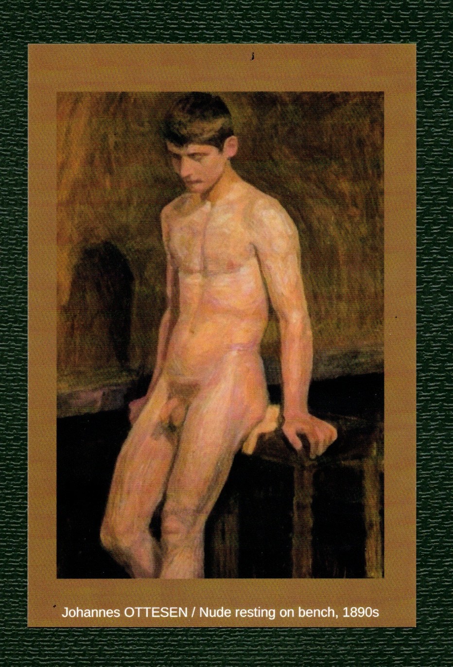 POSTCARD / Johannes OTTESEN / Nude resting on bench, 1890s