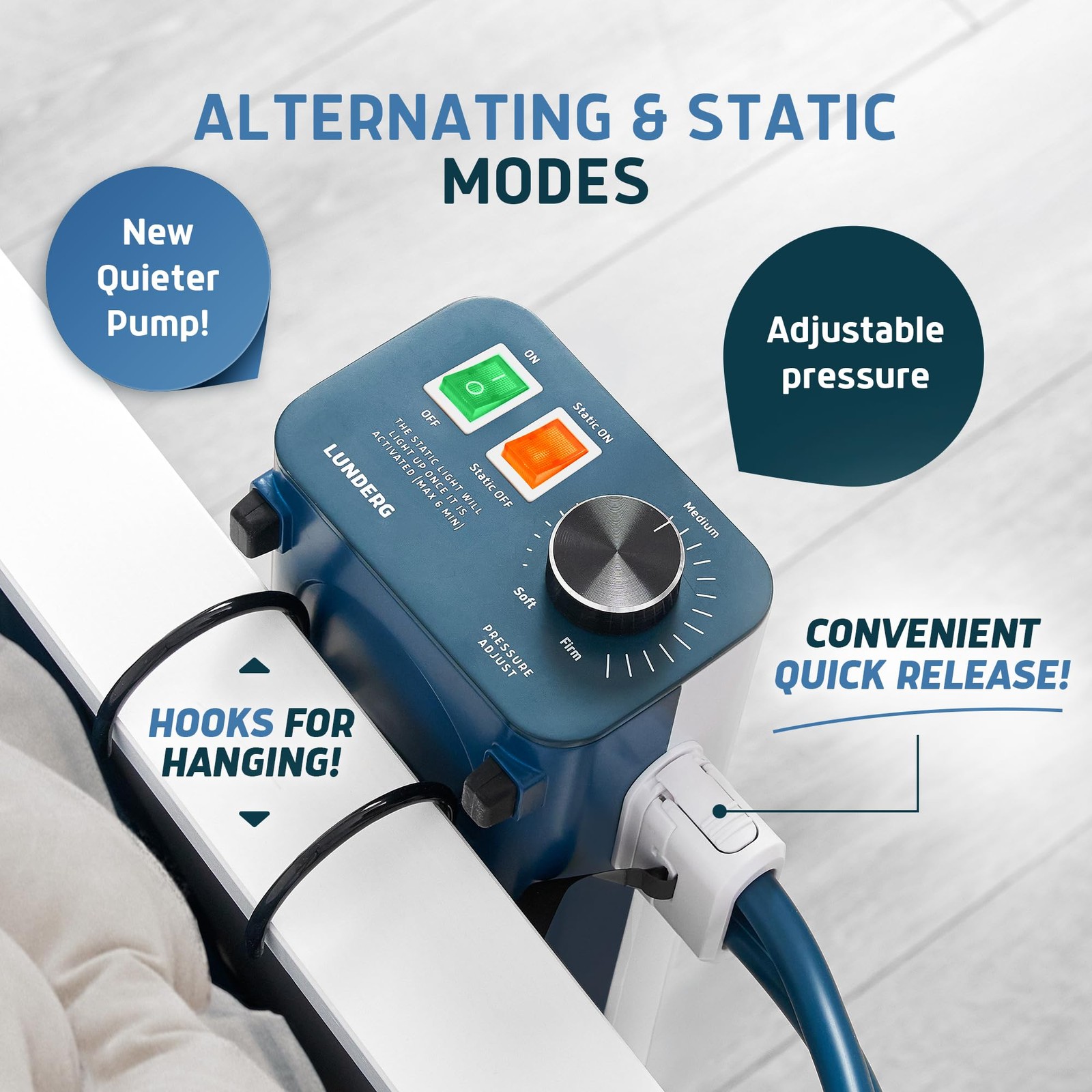 Alternating Air Pressure Mattress Pad with Static Mode & Flocking Add-on - Co...