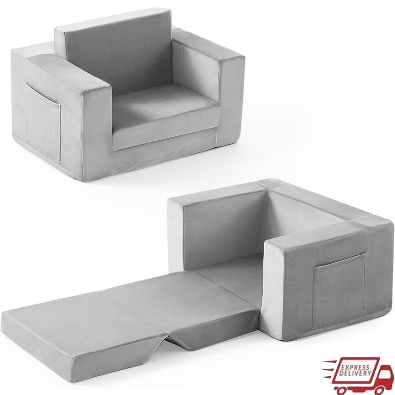 2 in 1 Toddler Sofa Chair Portable Kids Recliner Lightweight Folding Couch New