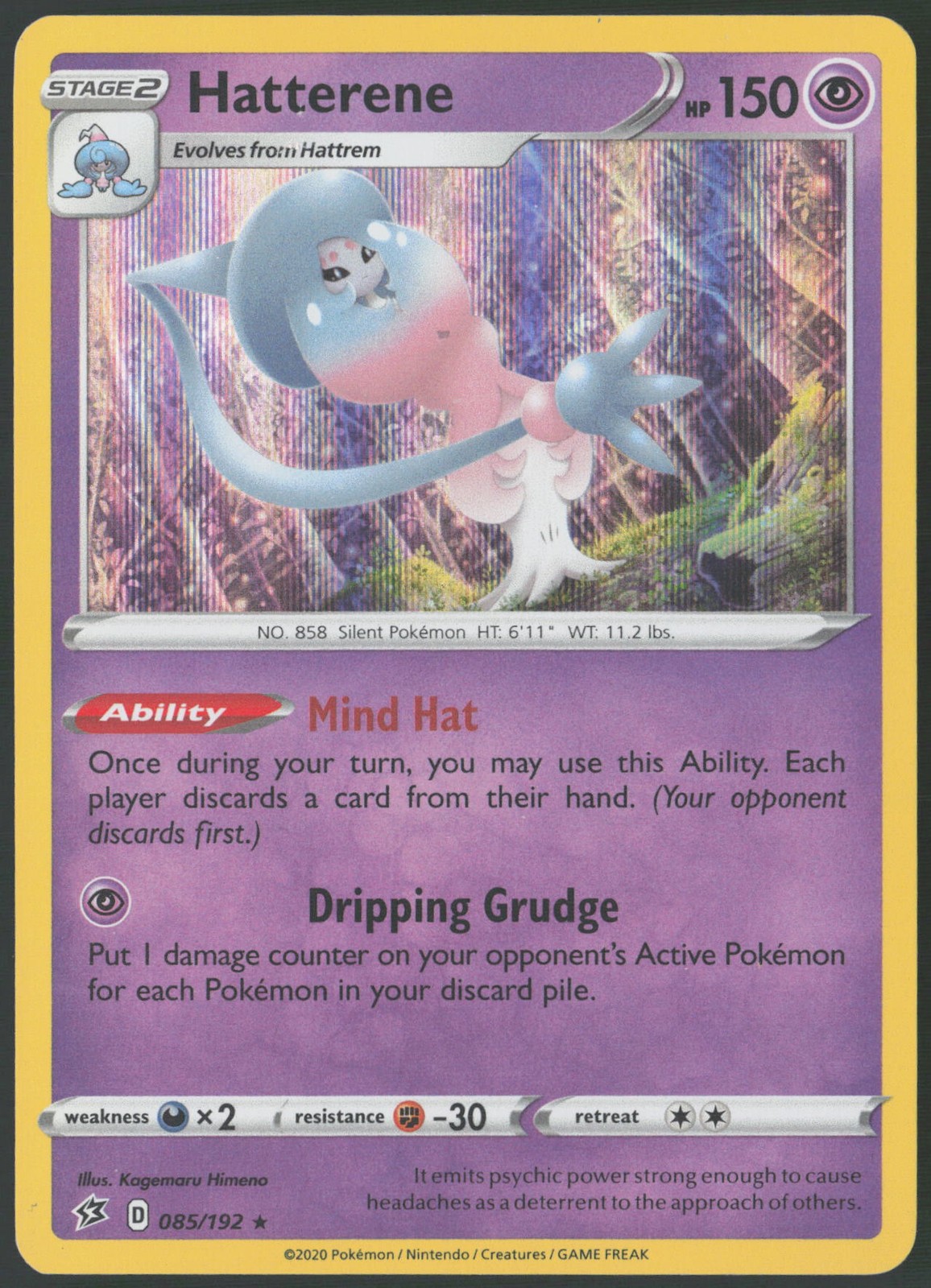 Hatterene Holo 085/192 SWSH02: Rebel Clash NM