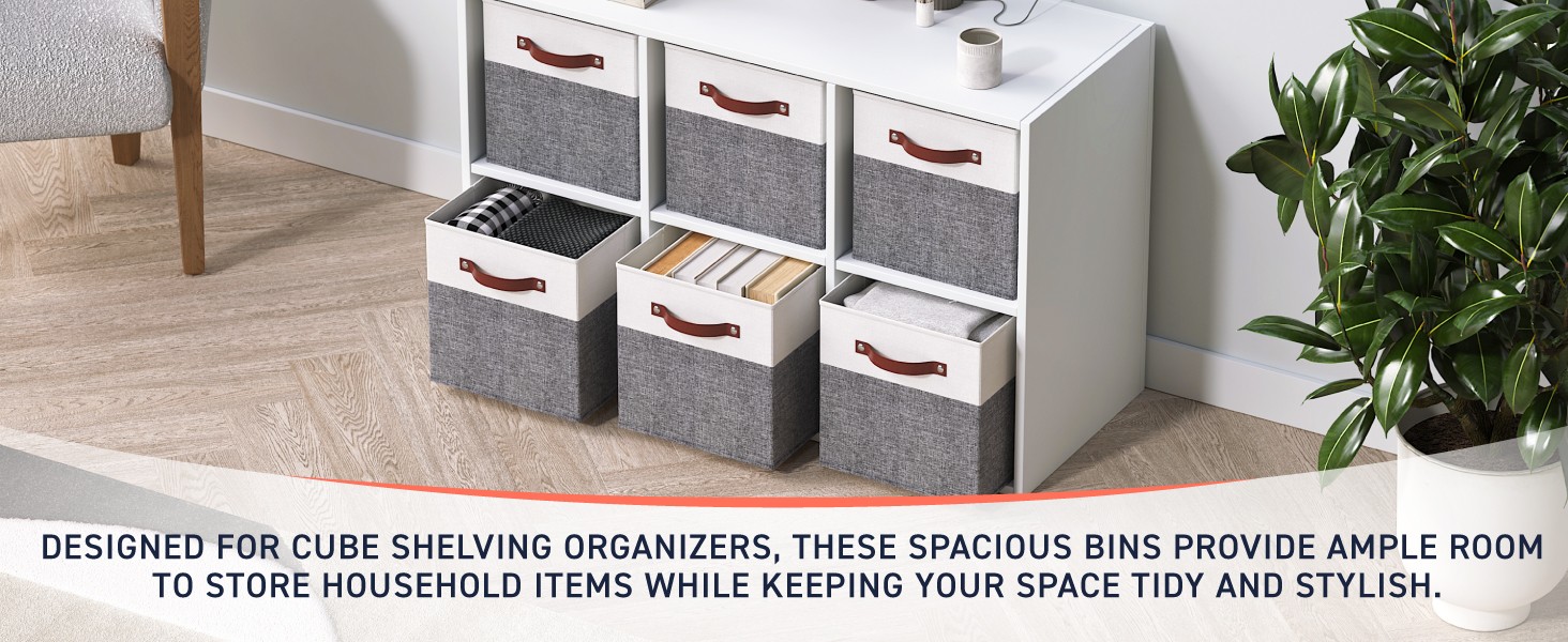 13 x 13 Storage Cube Bins, Foldable Collapsible Fabric Storage Bins Box Linen