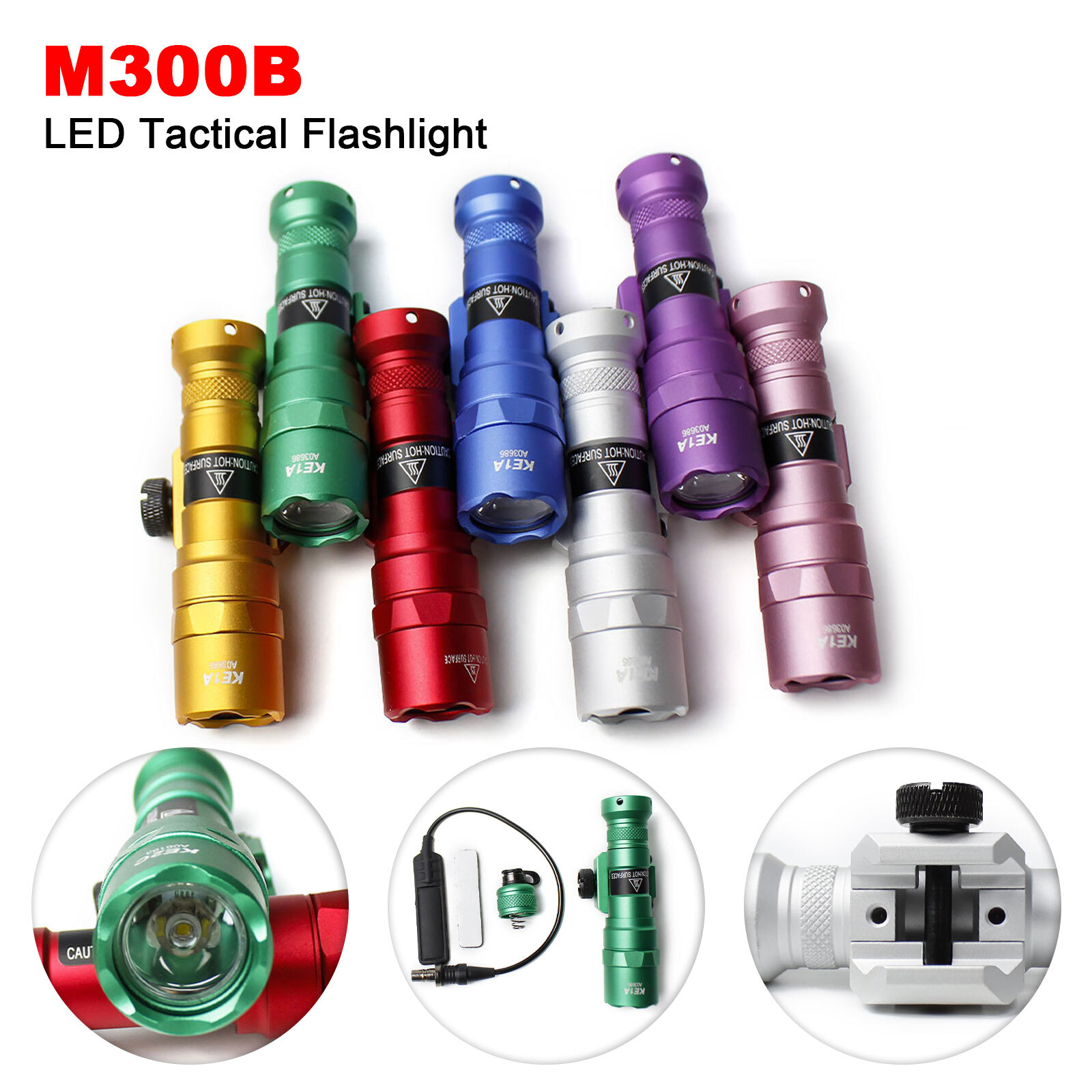 Tactical M300B LED Weapon Light Flashlight with Remote Pressure Switch Controlle