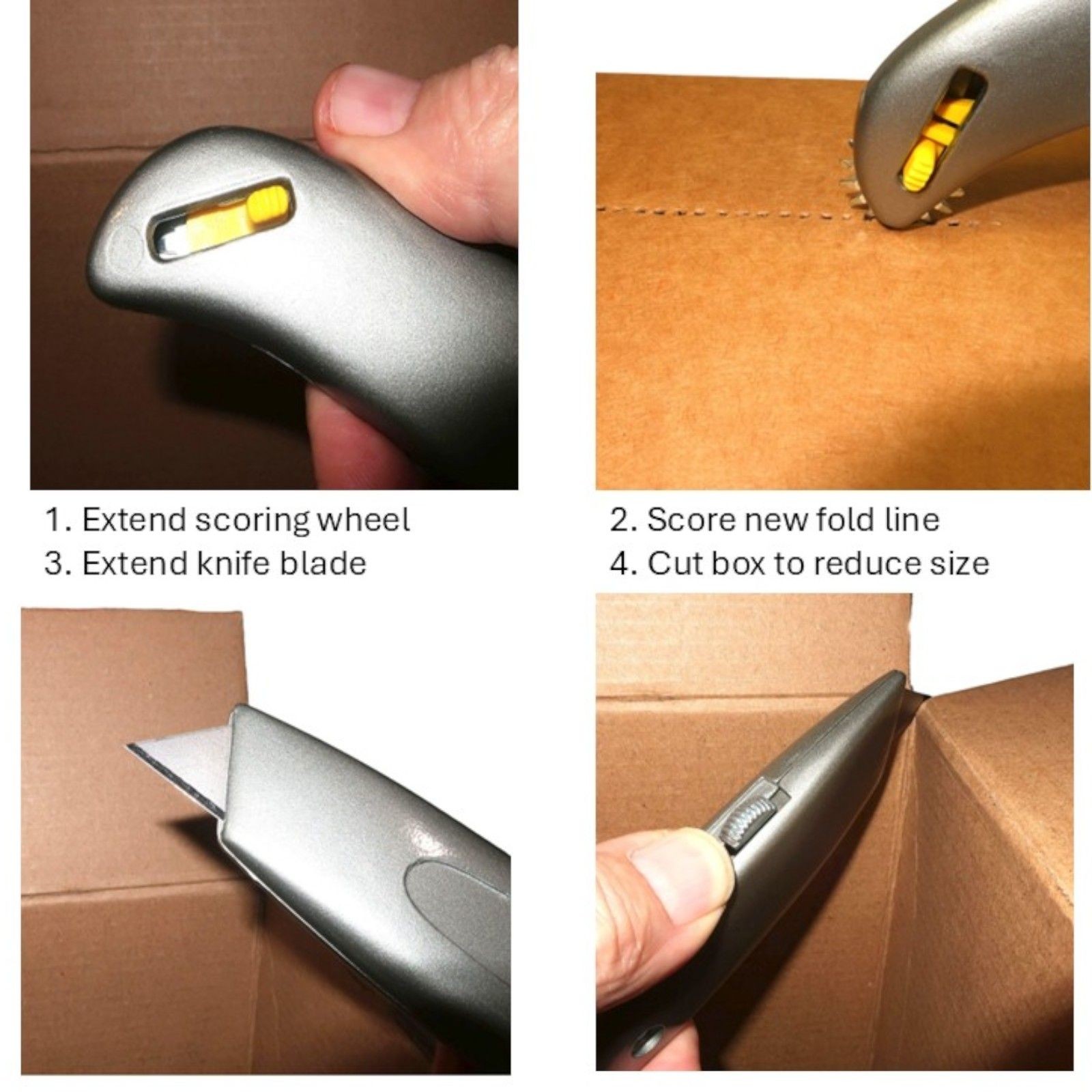 Box Sizer Resizer Utility Knife w/ Scoring Wheel and Heavy Duty Carton Cutter