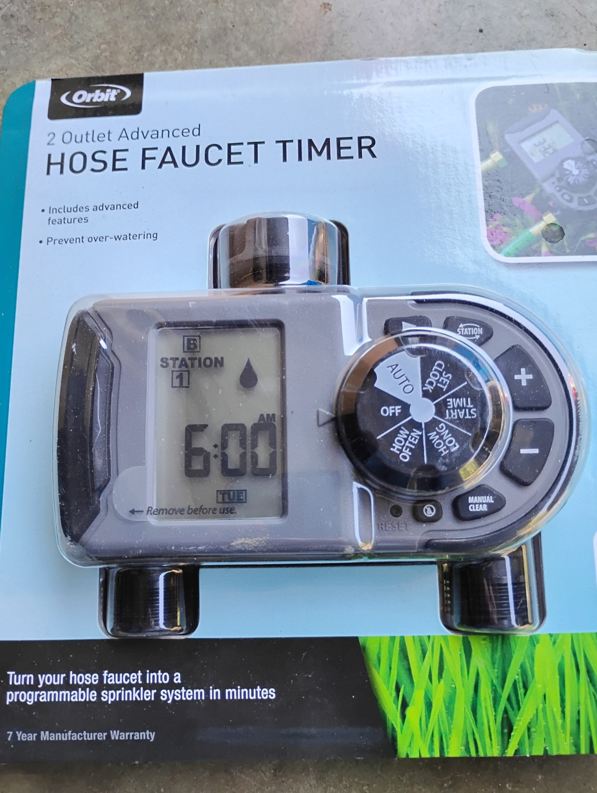Orbit 1 Dial 2 Outlet Hose Faucet Timer Programmable 56544 New SEALED
