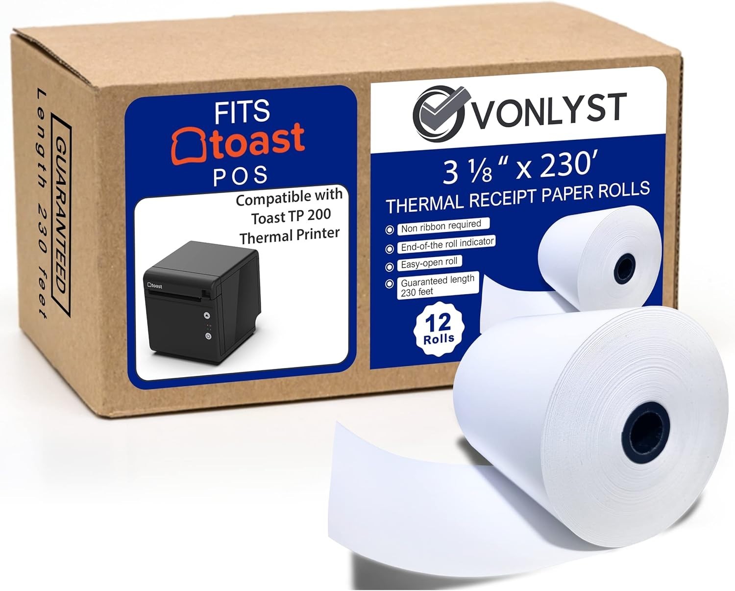 Thermal Printer Paper Roll for Toast TP200 Receipt Printer Point of 12 rolls