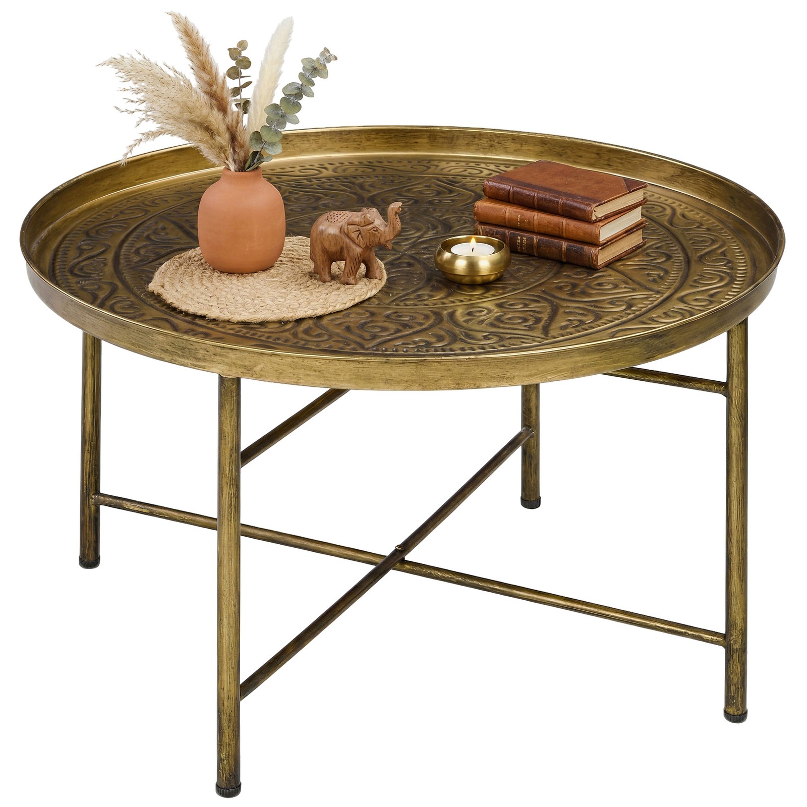 HOMCOM 24" Round Coffee Table, Gold, Refurbished
