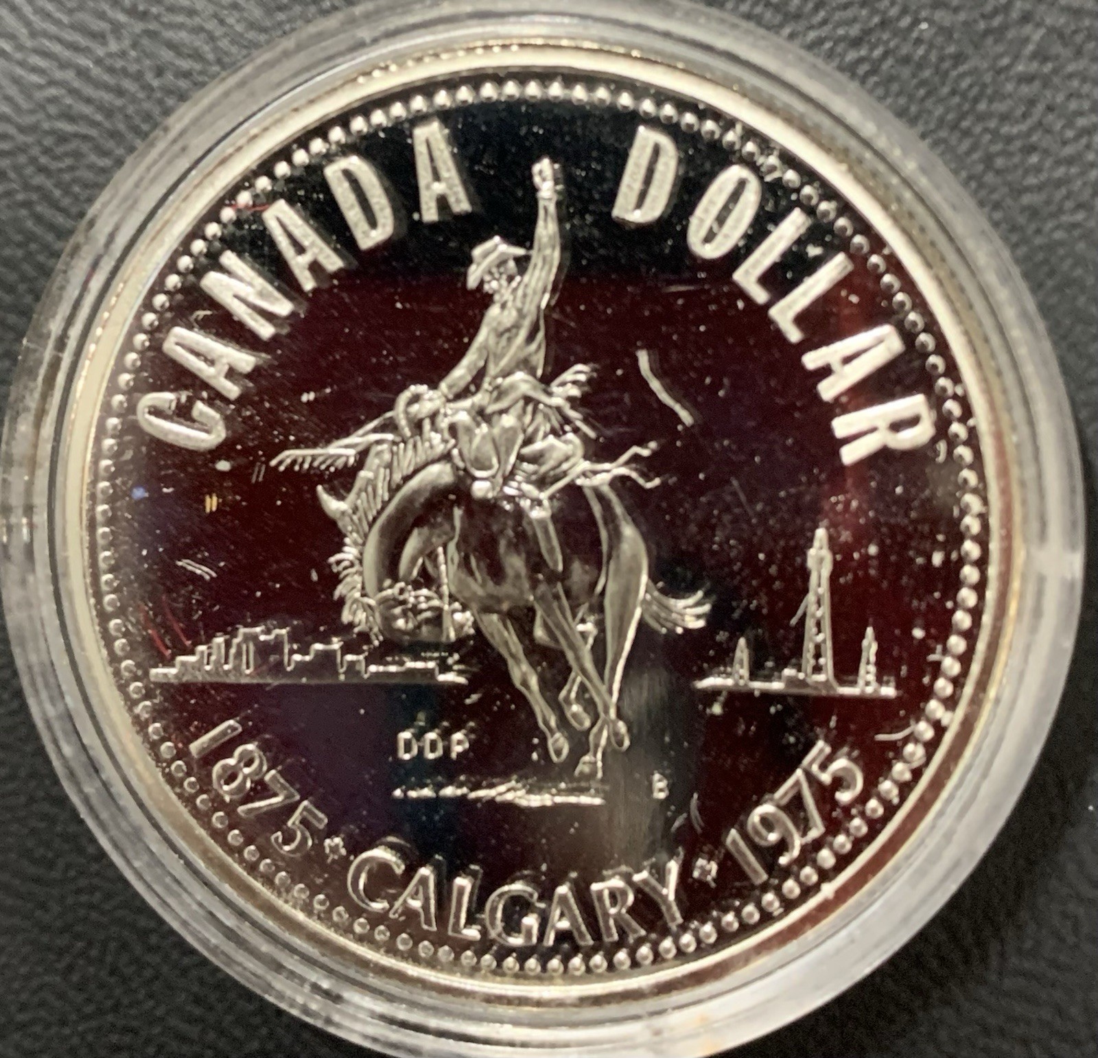 Canada 1975 Silver Dollar, Calgary 100th Anniversary, PL+++++