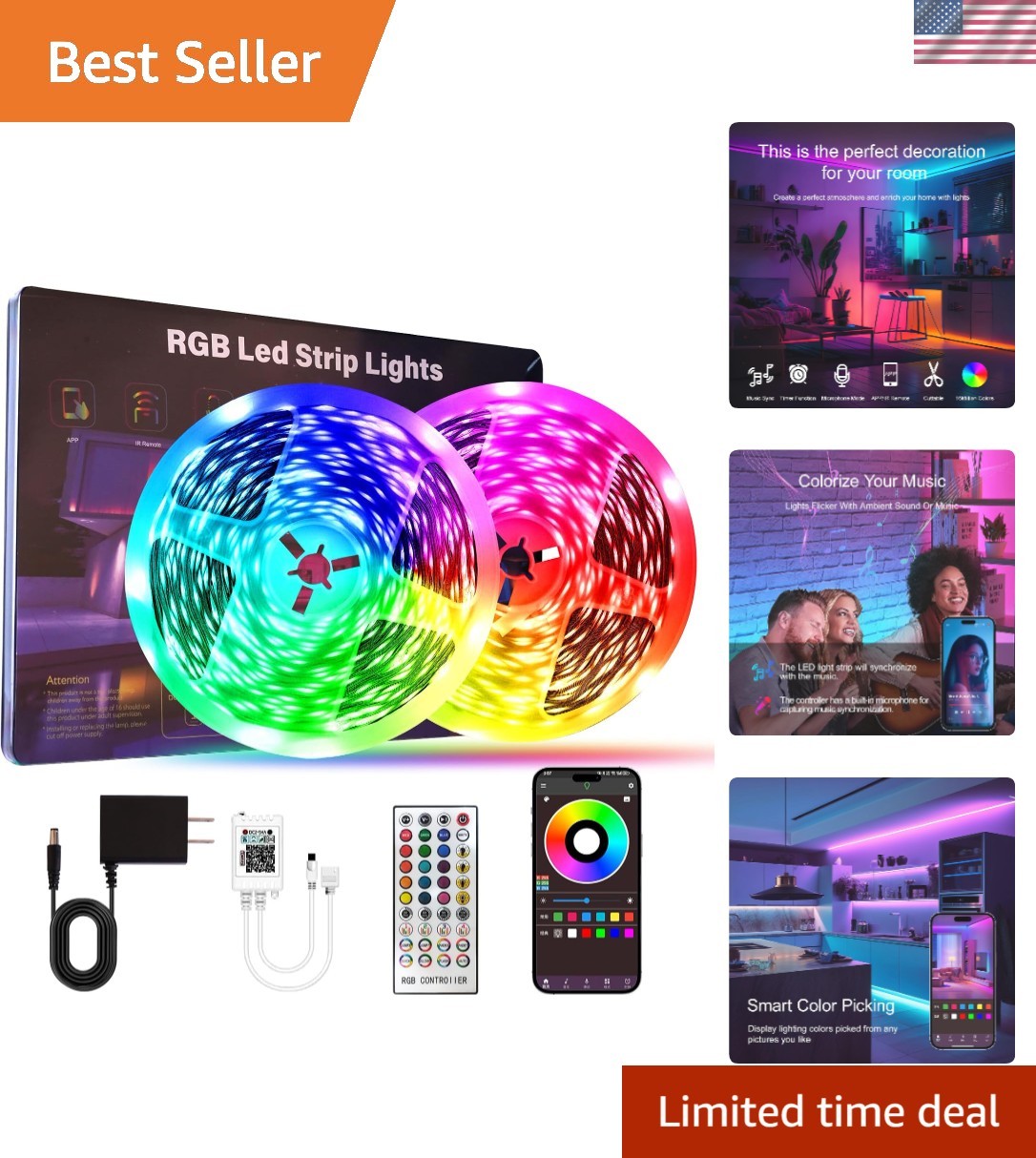 16 Million Colors in 200FT LED Strip Lights - App & Remote Controlled Elegance