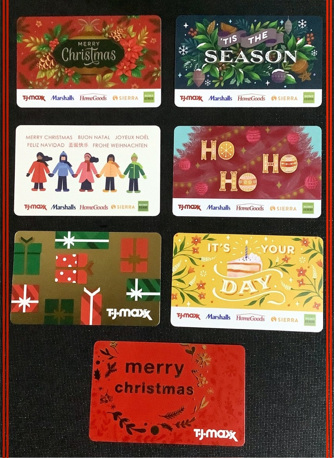 🇺🇸 USA 🇺🇸 2025 WINNERS/ MARSHALLS / T-J MAX GIFT CARD ( LOT OF 7 CARDS ) NEW